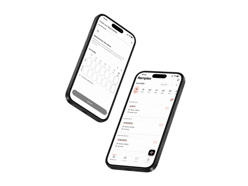 L'application Remplax sur iPhone : création d'une disponibilité et écran d'accueil