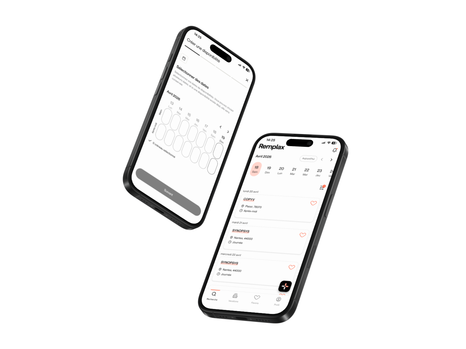 L'application Remplax sur iPhone : création d'une disponibilité et écran d'accueil